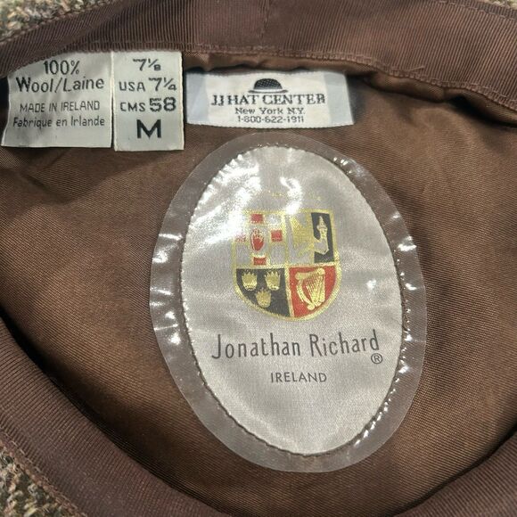 Jonathan Richard Newsboy Cap Men’s Size 7 1/4 M Ireland 100% Wool Plaid - Picture 9 of 11